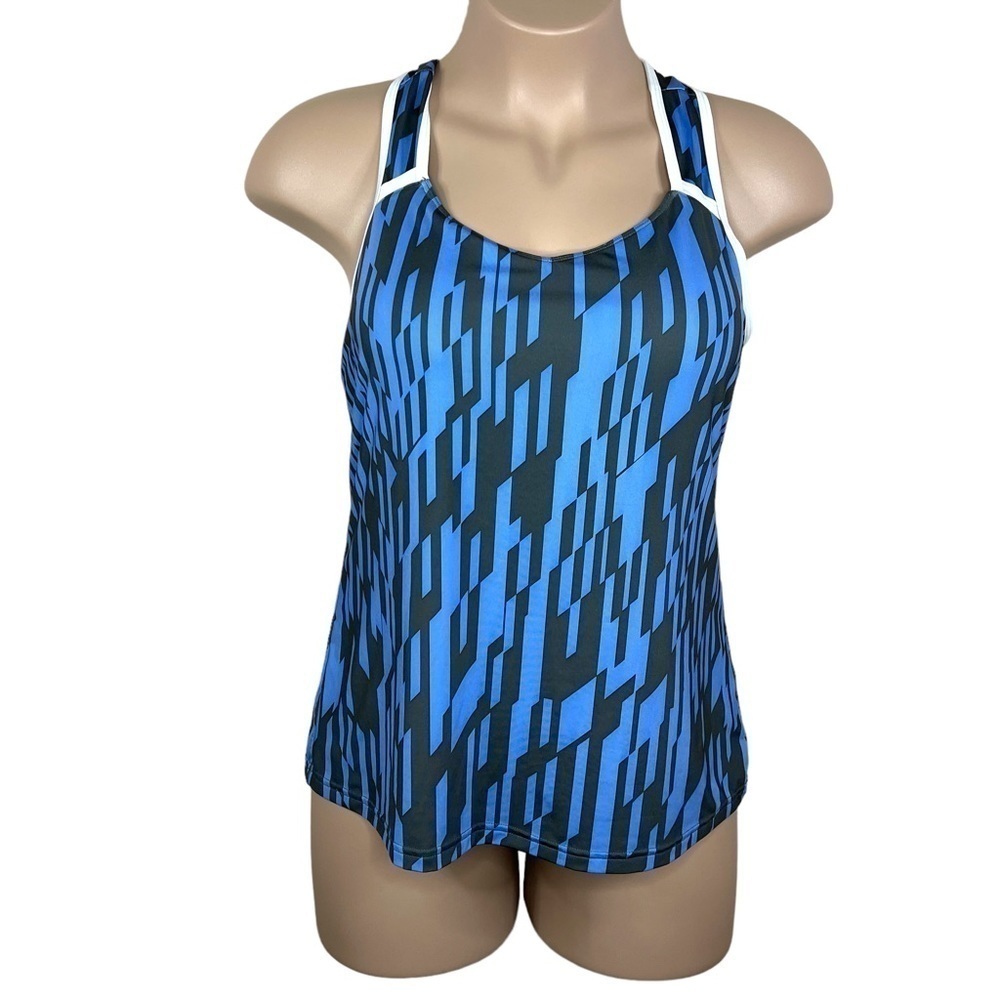 Size XL Nordic Track Blue Black Sleeveless Geometric Athletic Activewear